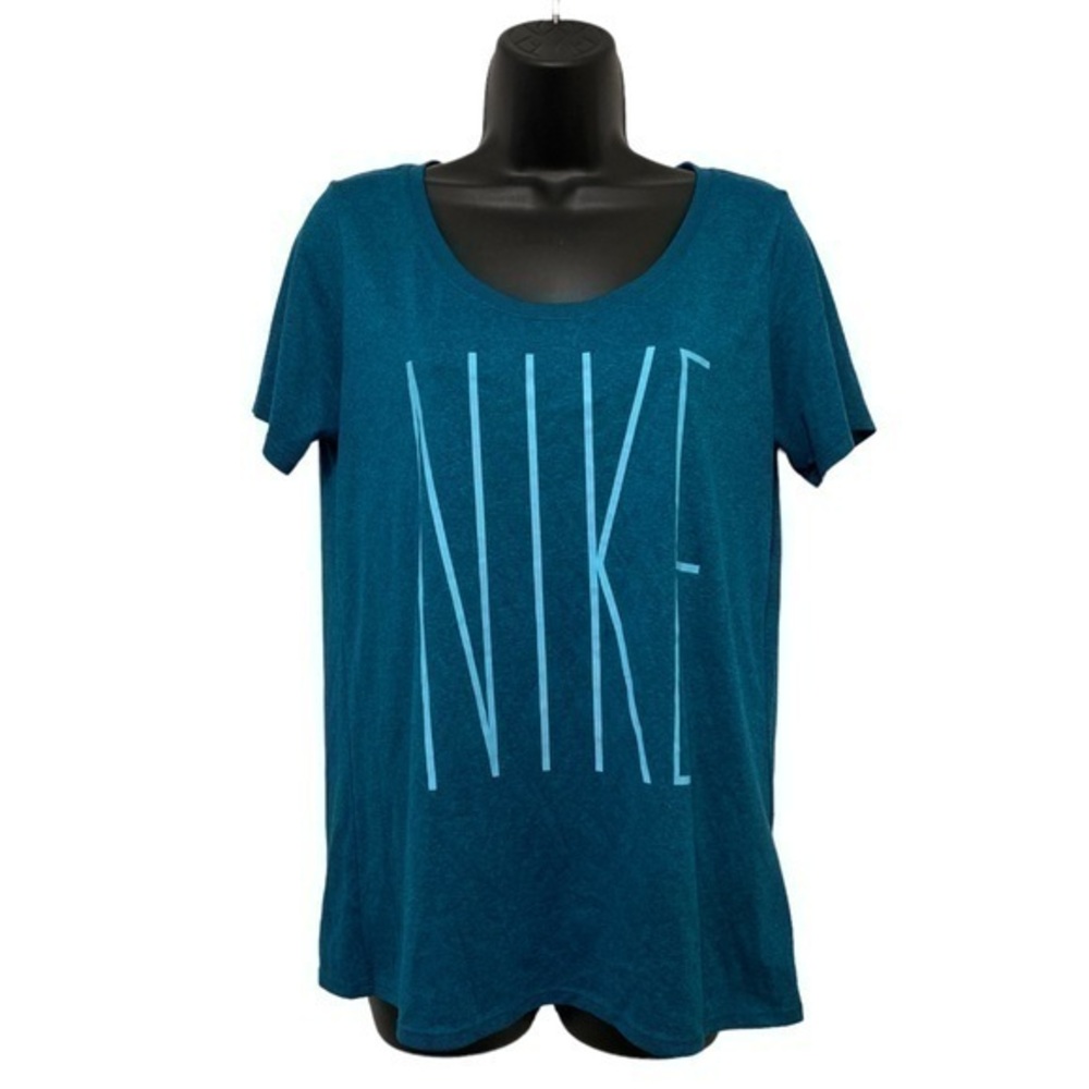 Nike Dri-Fit Blue Logo Spell-out Short Sleeve T-Shirt Size Medium